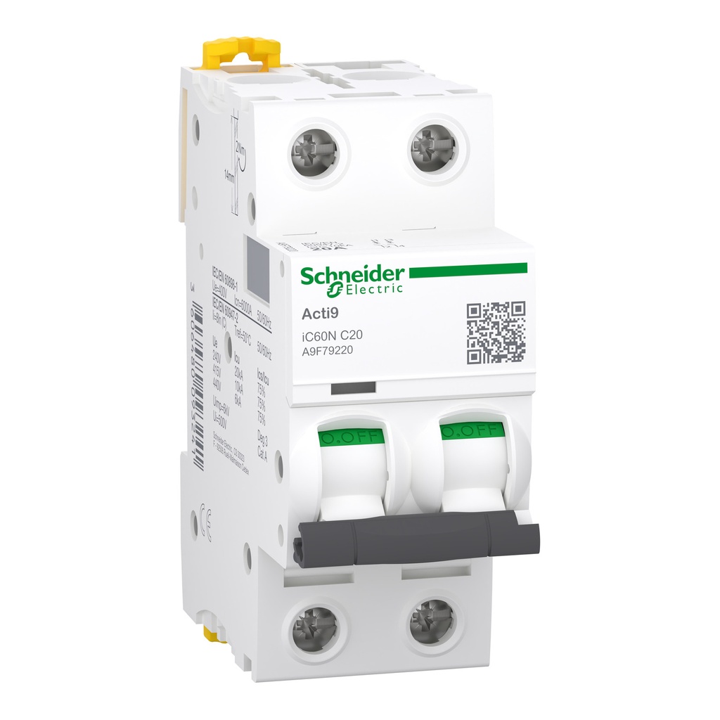 INTERRUPTOR AUTOMATICO MAGNETOTERMICO IC60N 2P 20A C SCHNEIDER, SCHNEIDER ELECTRIC