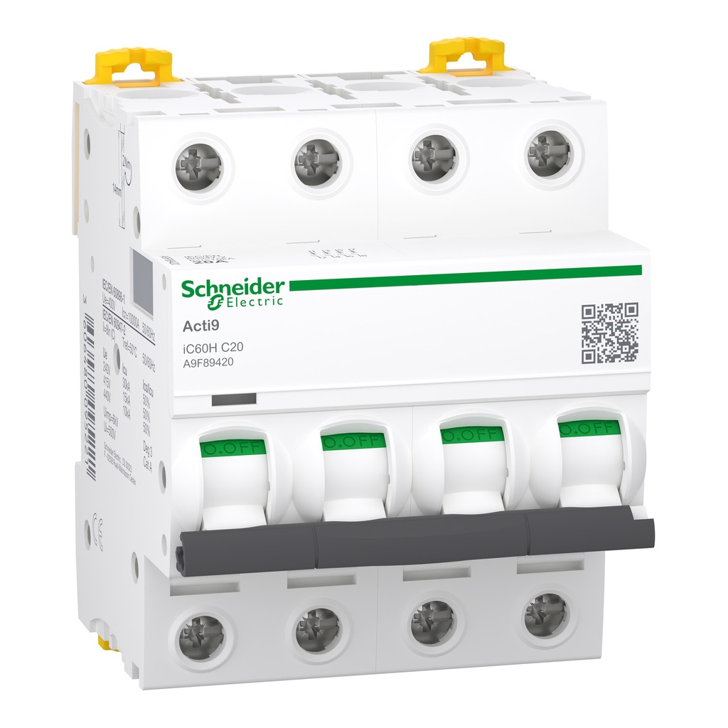 INTERRUPTOR AUTOMÁTICO MAGNETOTÉRMICO IC60H 4P 20A CURVA-C, SCHNEIDER ELECTRIC
