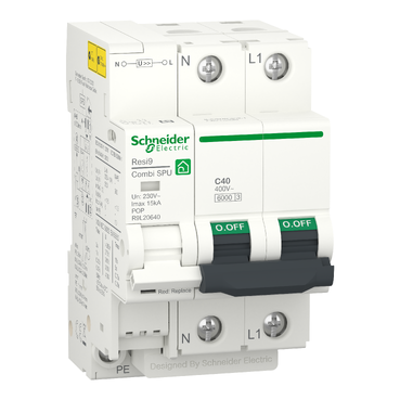 LIMITADOR SOBRETENSIONES TRANSITORIAS Y PERMANENTES IGA; RESI9 COMBI; 1P+N; 40 A, SCHNEIDER ELECTRIC
