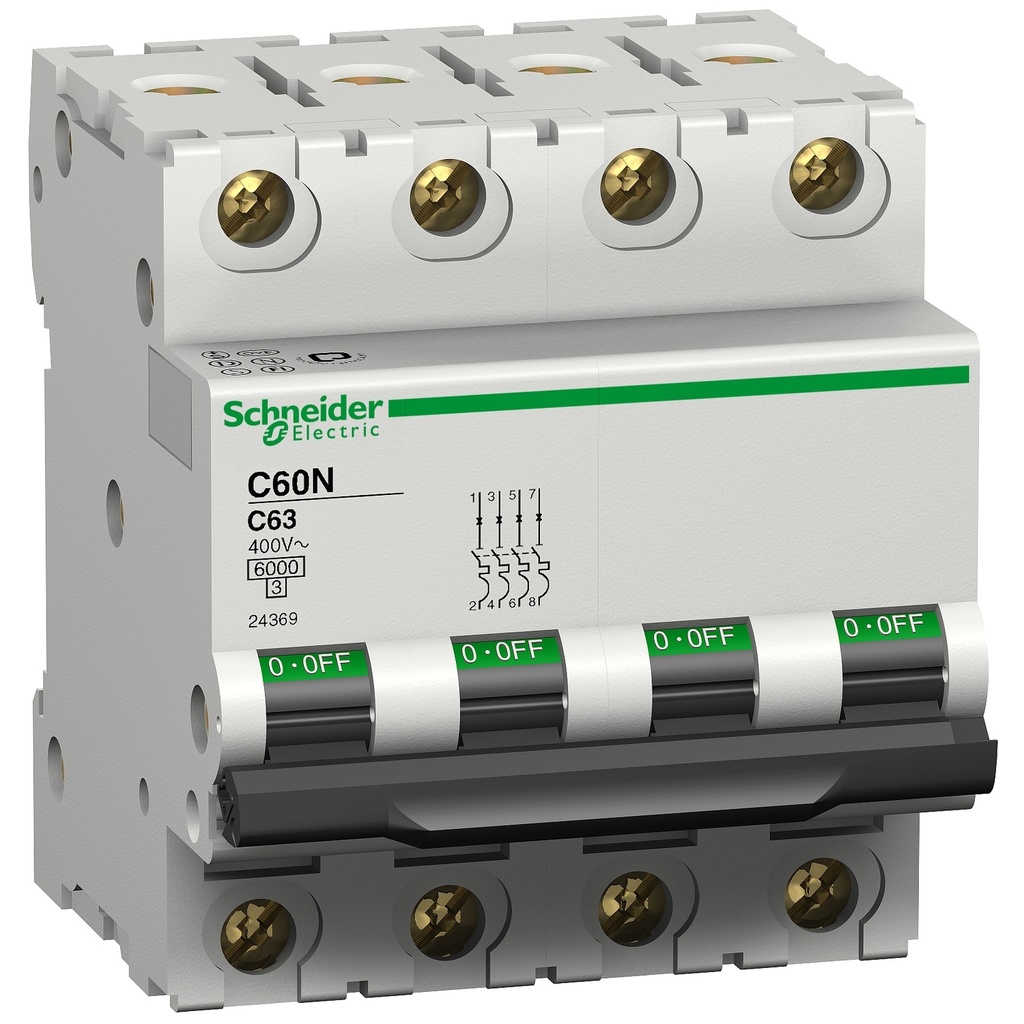 INTERRUPTOR AUTOMÁTICO MAGNETOTÉRMICO iC60N 4P 10A CURVA-C, SCHNEIDER ELECTRIC