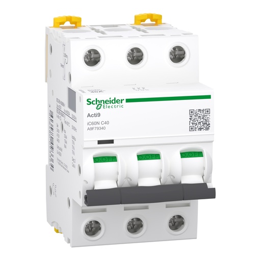 [A9F79340] INTERRUPTOR AUTOMÁTICO MAGNETOTÉRMICO IC60N 3P 40A CURVA-C, SCHNEIDER ELECTRIC